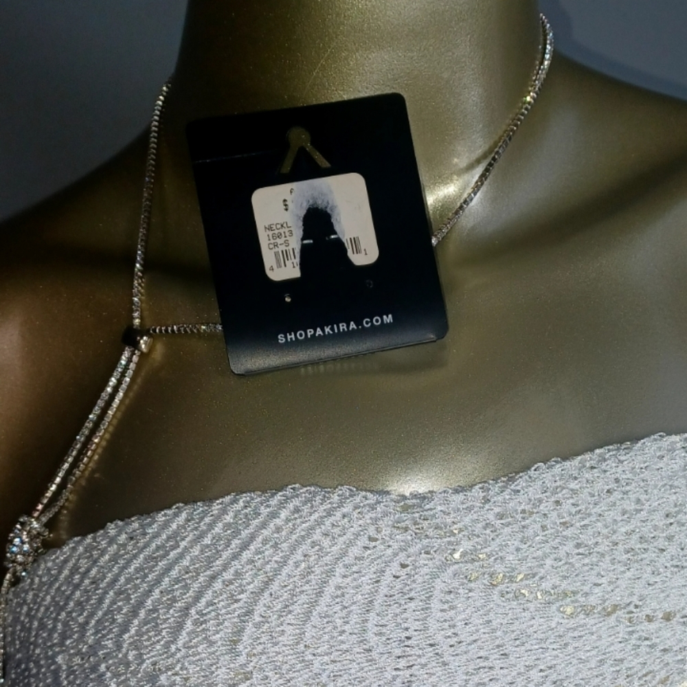 NWT Akira Sparkly Rhinostone Long Necklace with A Knot Detail - Picture 8 of 13